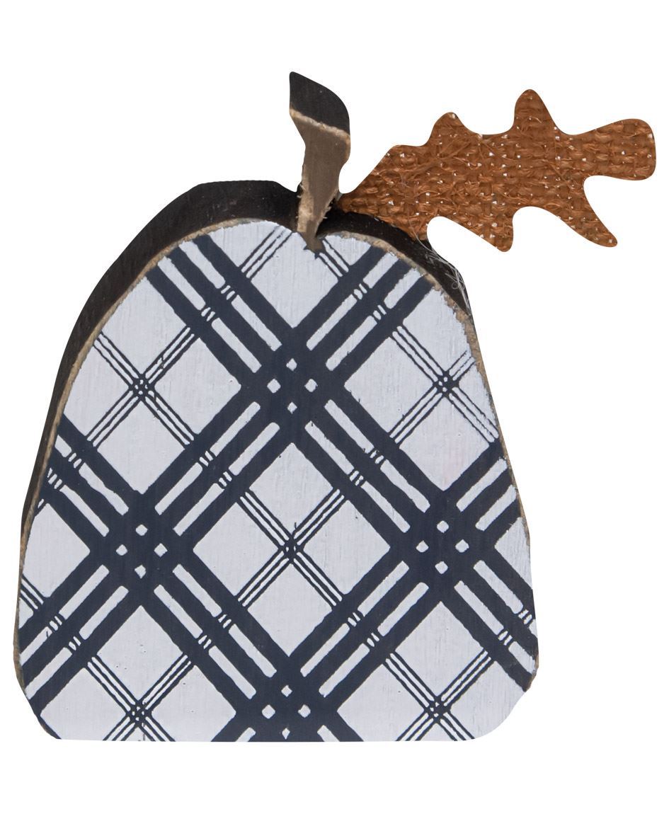 Black Plaid Freestanding Pumpkins, 2/Set