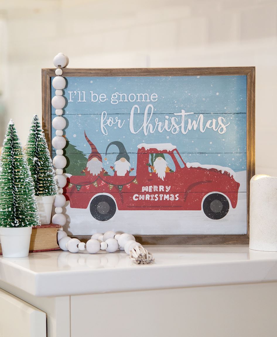 I'll Be Gnome For Christmas Slat Frame