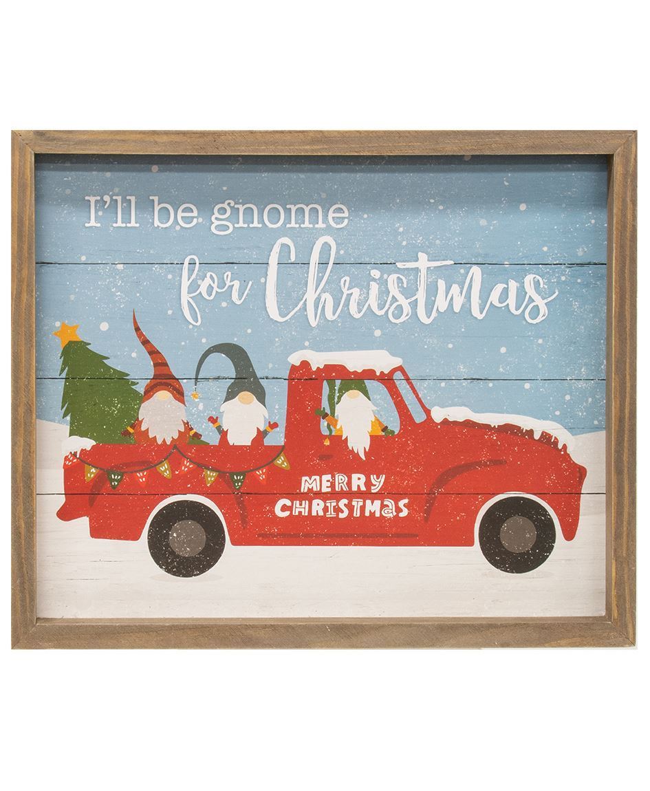 I'll Be Gnome For Christmas Slat Frame