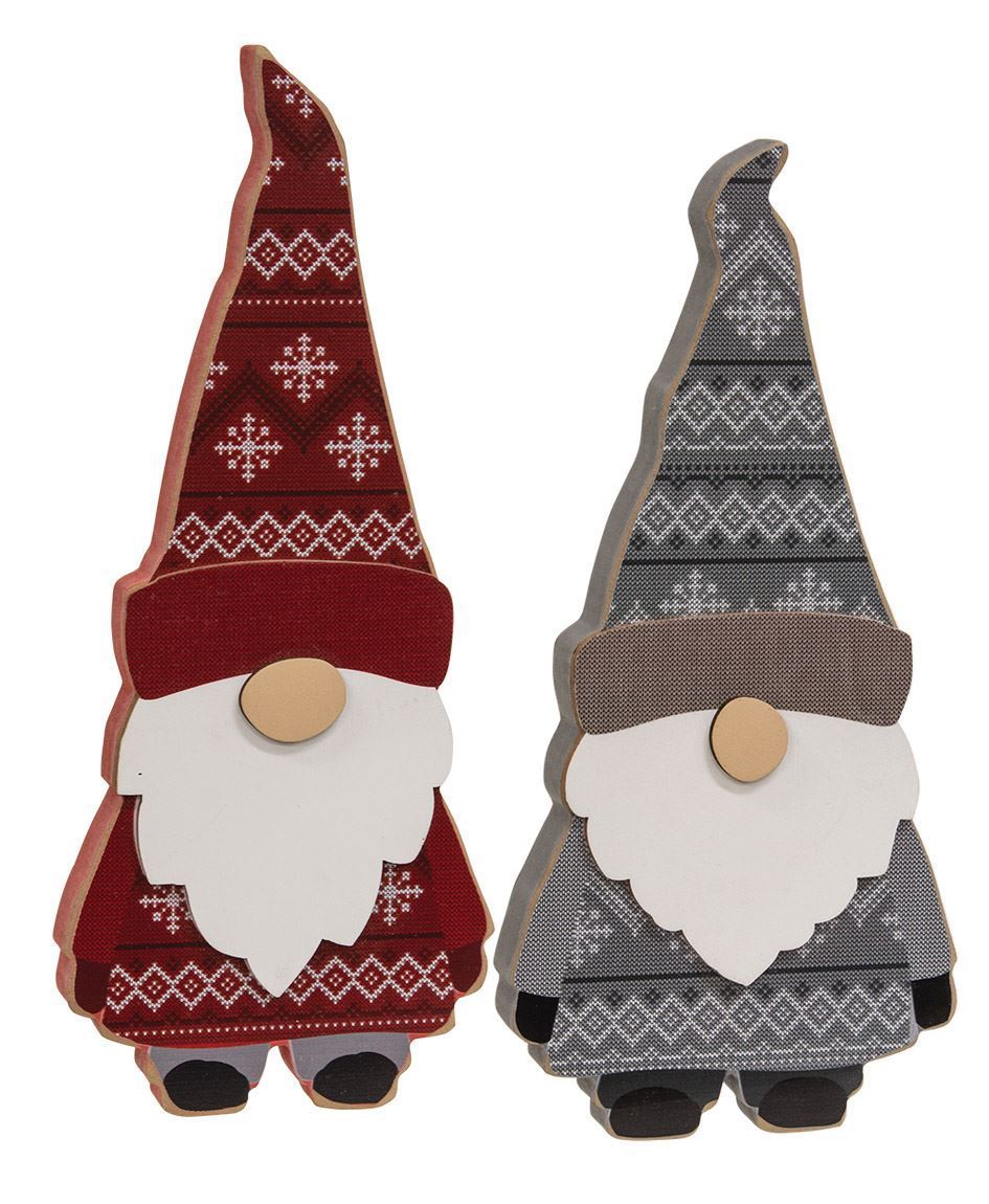 Layered Wooden Sweater Gnome Sitter, 2 Asstd.