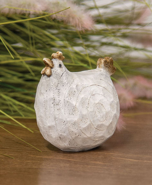 Carved Look Resin Chicken Sitter