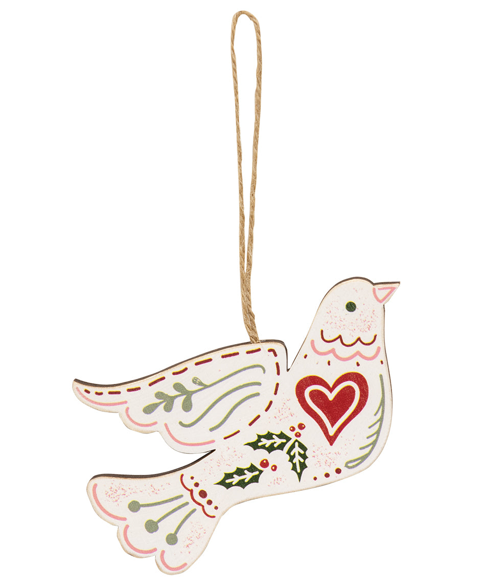 Wooden Yuletide Folklore Bird Ornament – 4 Assorted
