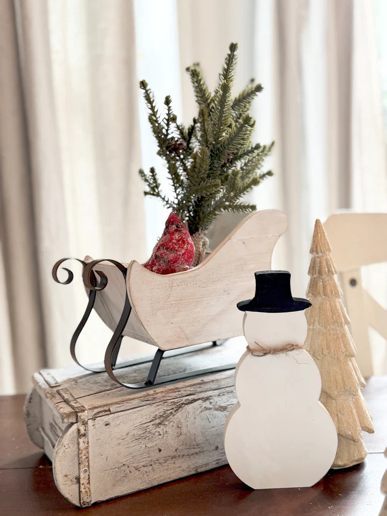 White Distressed Metal Sleigh