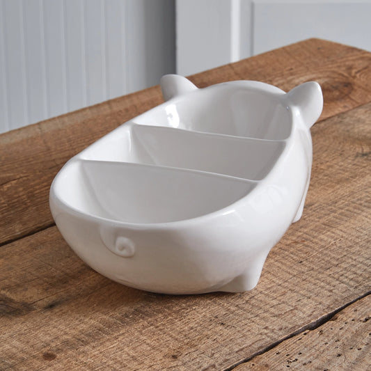 Piglet Divided Bowl – Ceramic Farmhouse Serving Dish
