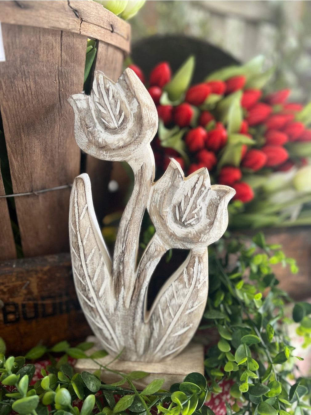 Whitewashed Wooden Tulip