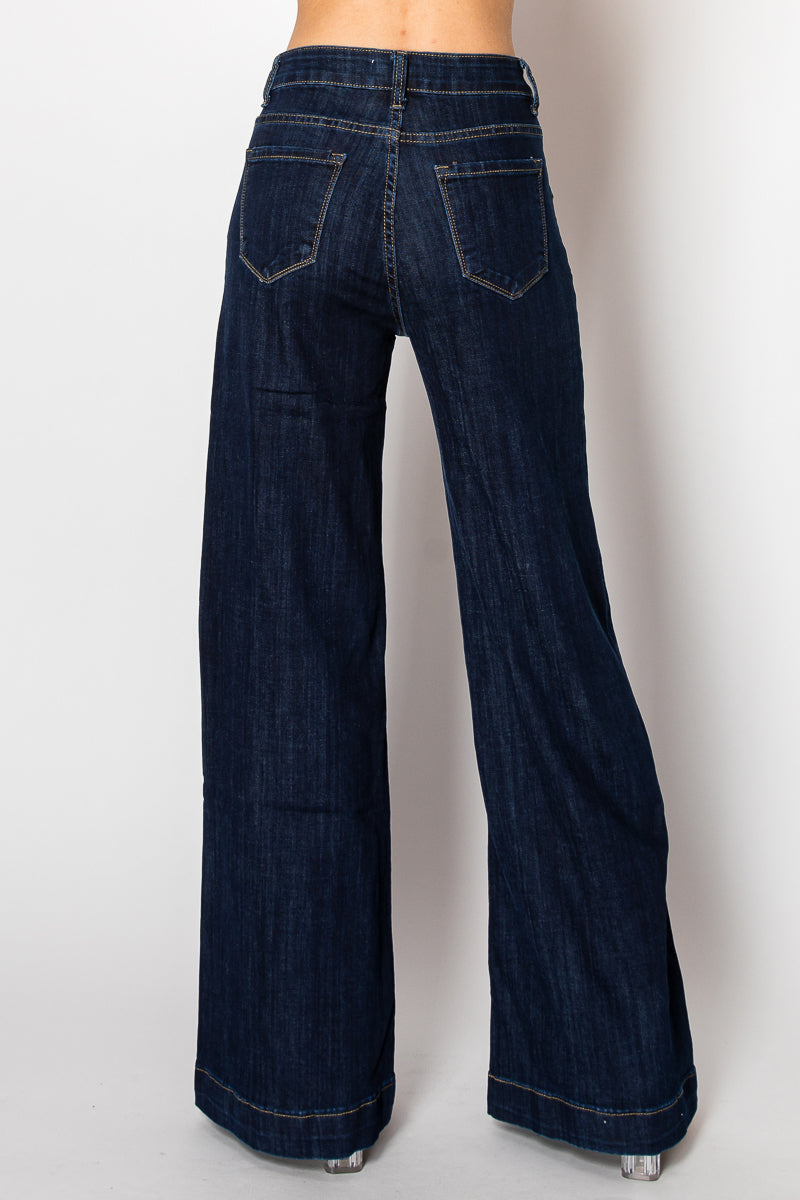 Nina Rossi Wide Legged Dark Blue Jeans - Style 10006-4