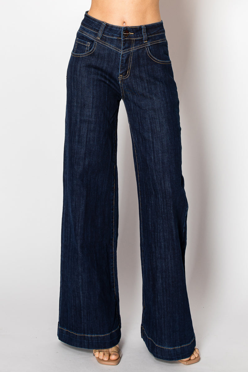 Nina Rossi Wide Legged Dark Blue Jeans - Style 10006-4