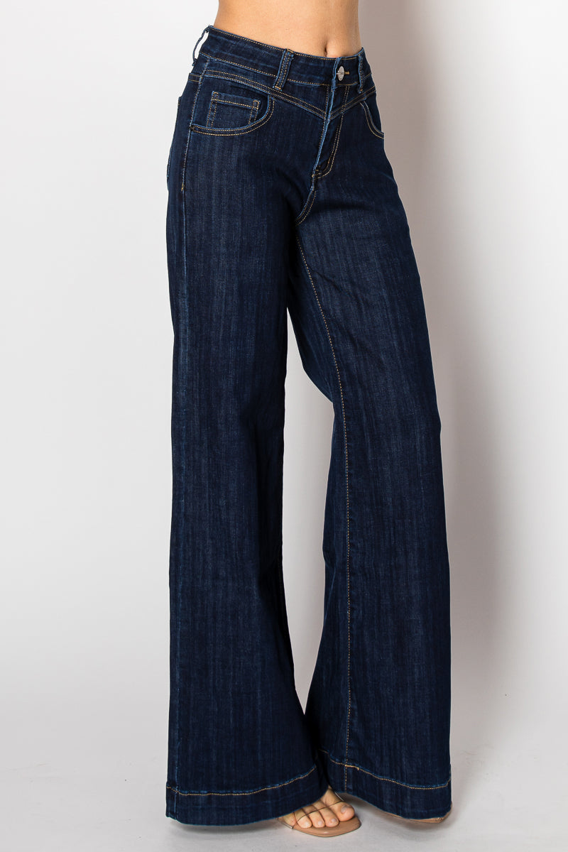 Nina Rossi Wide Legged Dark Blue Jeans - Style 10006-4