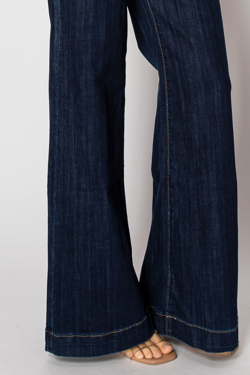 Nina Rossi Wide Legged Dark Blue Jeans - Style 10006-4