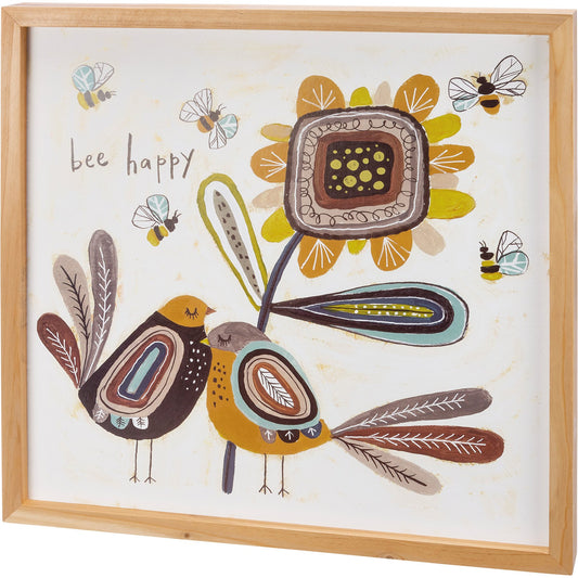 Bee Happy Primitive Inset Box Sign