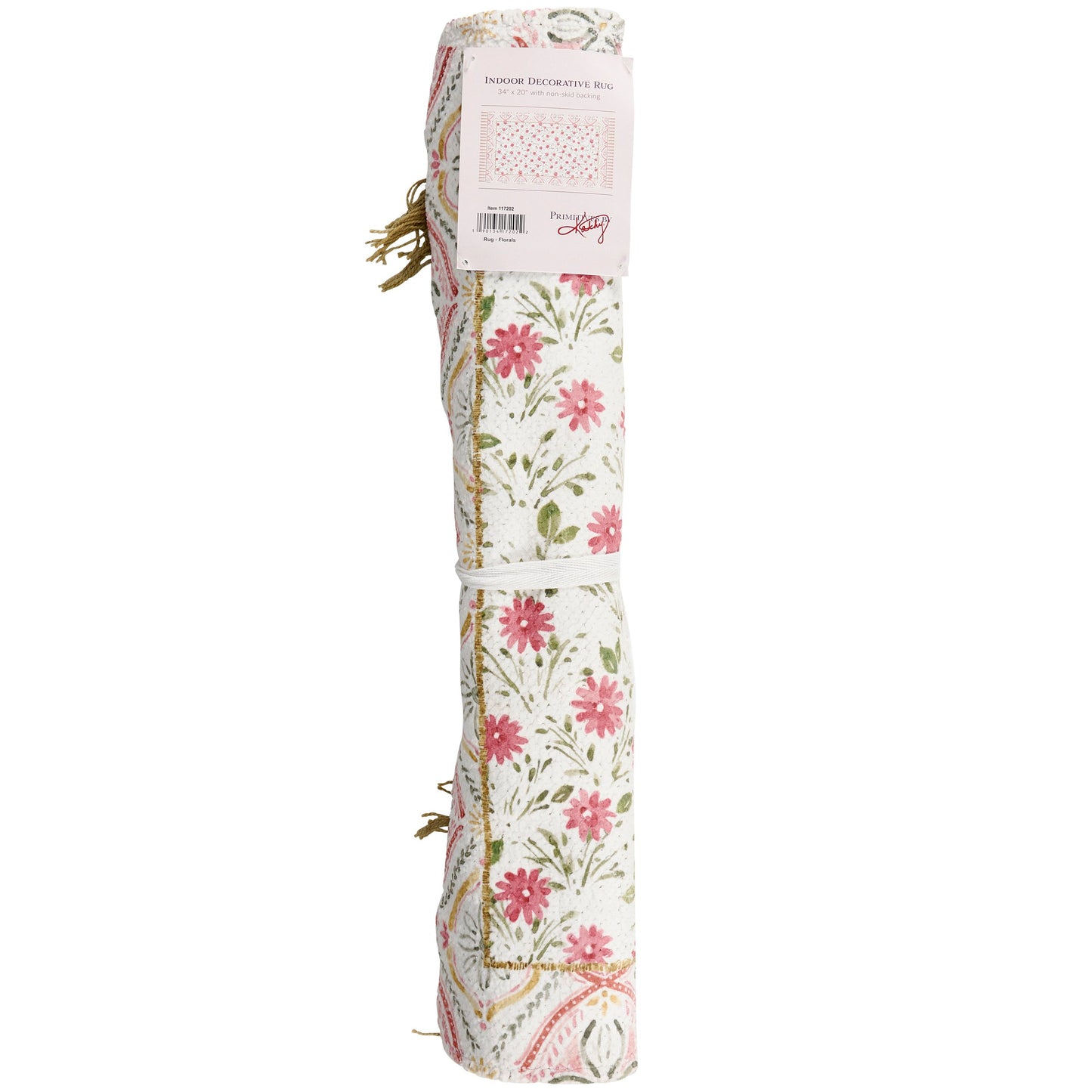 Pink Florals Cotton & Chenille Rug – Garden Collection 34" x 20" Indoor/Outdoor Accent Mat