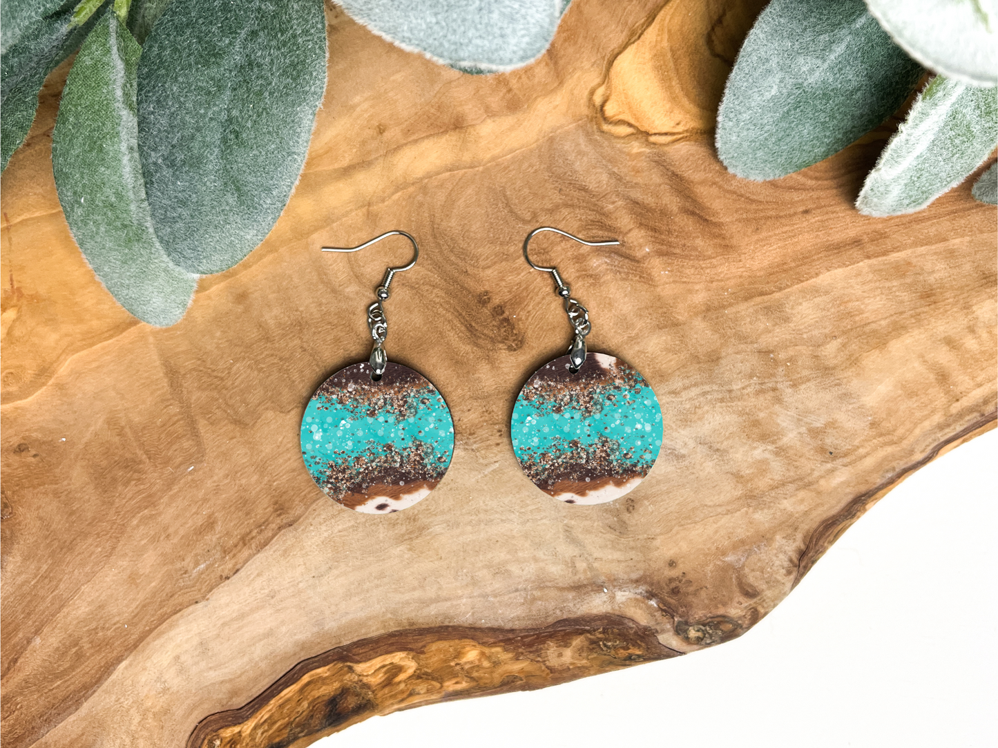 Turquoise Indian Round Earrings