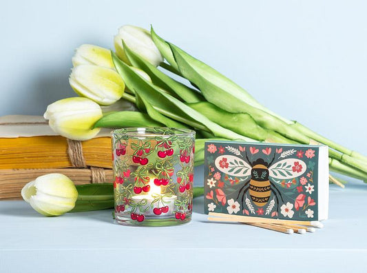 Cherries Glass Votive Holder