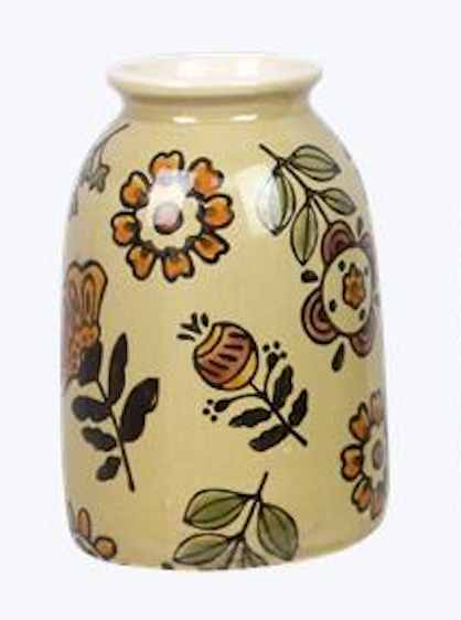 Mini Stoneware Folk Art Floral Vase β 3 Assorted