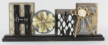 Rustic Wood & Burlap Tabletop Sign