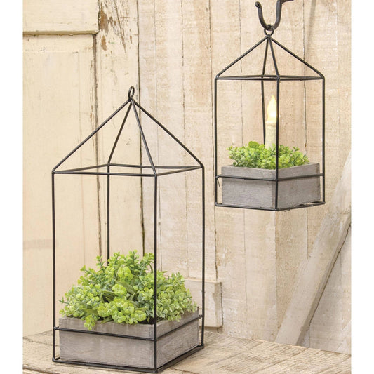 Wood Plant Holder with Metal Frame