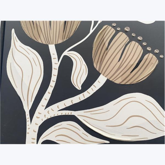 Large Black Floral Framed Wall Art