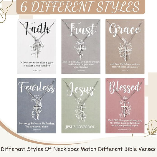 Faith Cross Necklace with Bible Verse Card