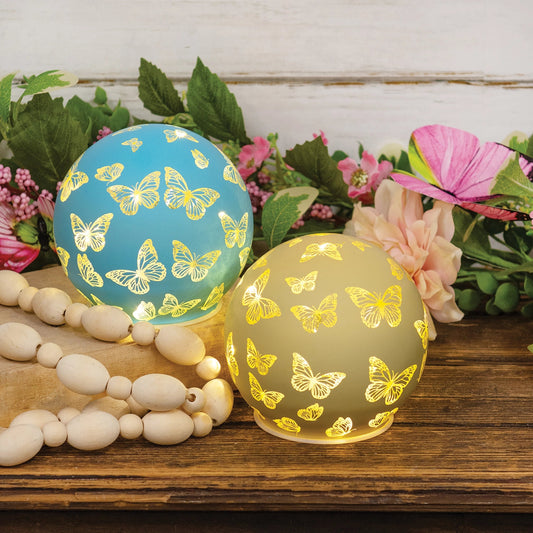 Glass LED Butterfly Orb – Light Up Decor (Assorted Colors)