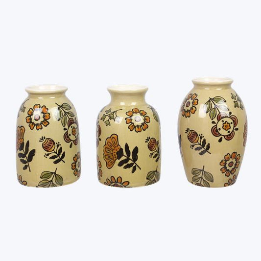 Mini Stoneware Folk Art Floral Vase – Style #2