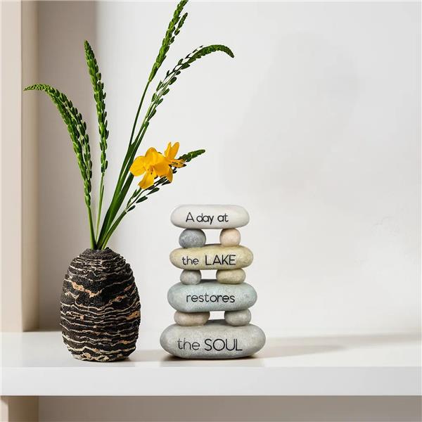 Lake Cabin Stacked Wellness Rock Décor