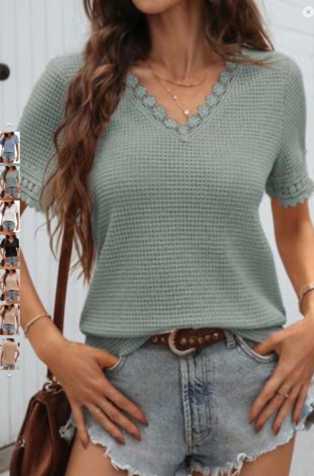 Lace trim Top - cute and comfy medium - Light Green
