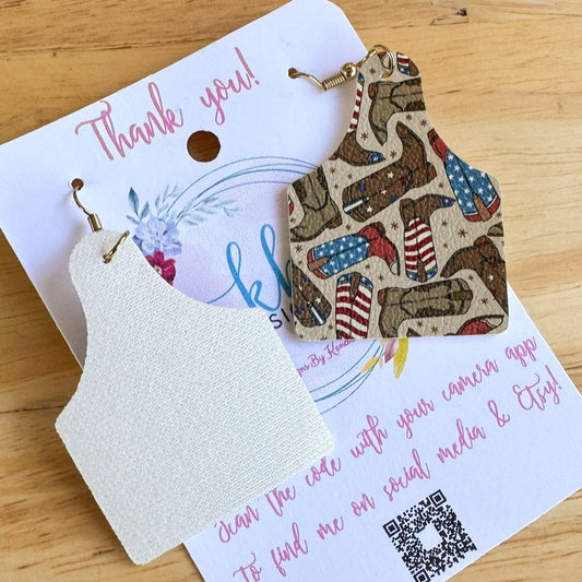 2” Cow Tag American Boots Earrings (00L0DW)