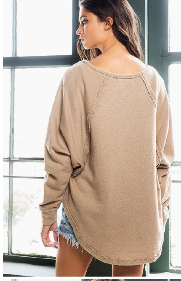 Bucketlist raw hem sweatshirt - Beige - Large