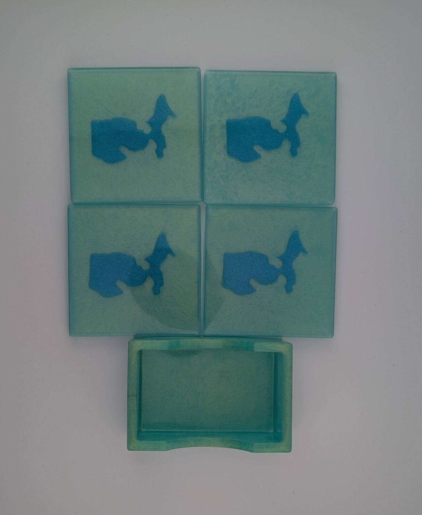 Poured Michigan coaster set with holder
