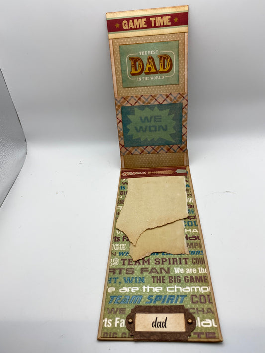 Handmade Fathers Day interactive Tag/Card - Beige, Multicolor - 10.5" x 4"