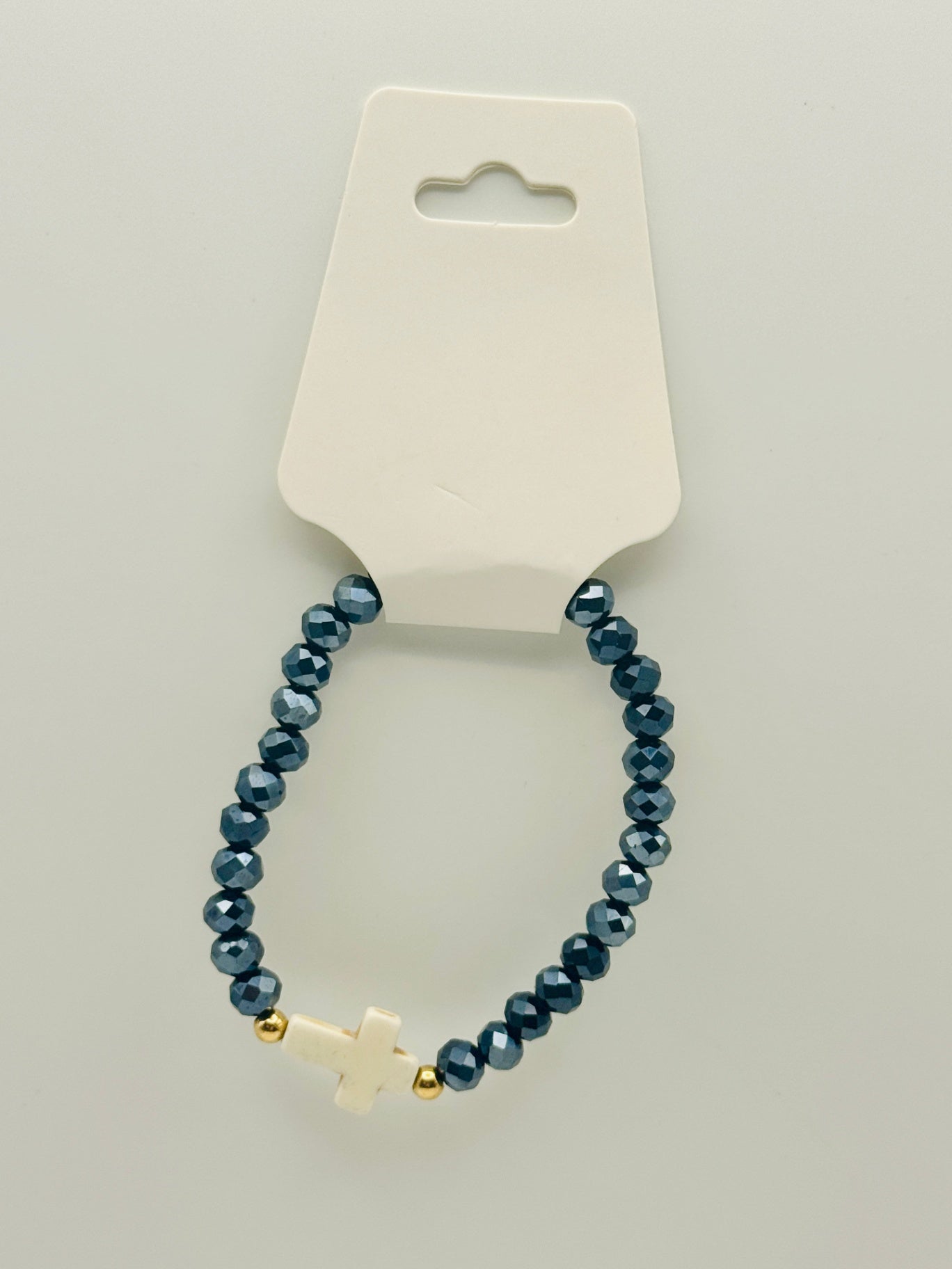 Cross Bead Bracelet - Navy Blue