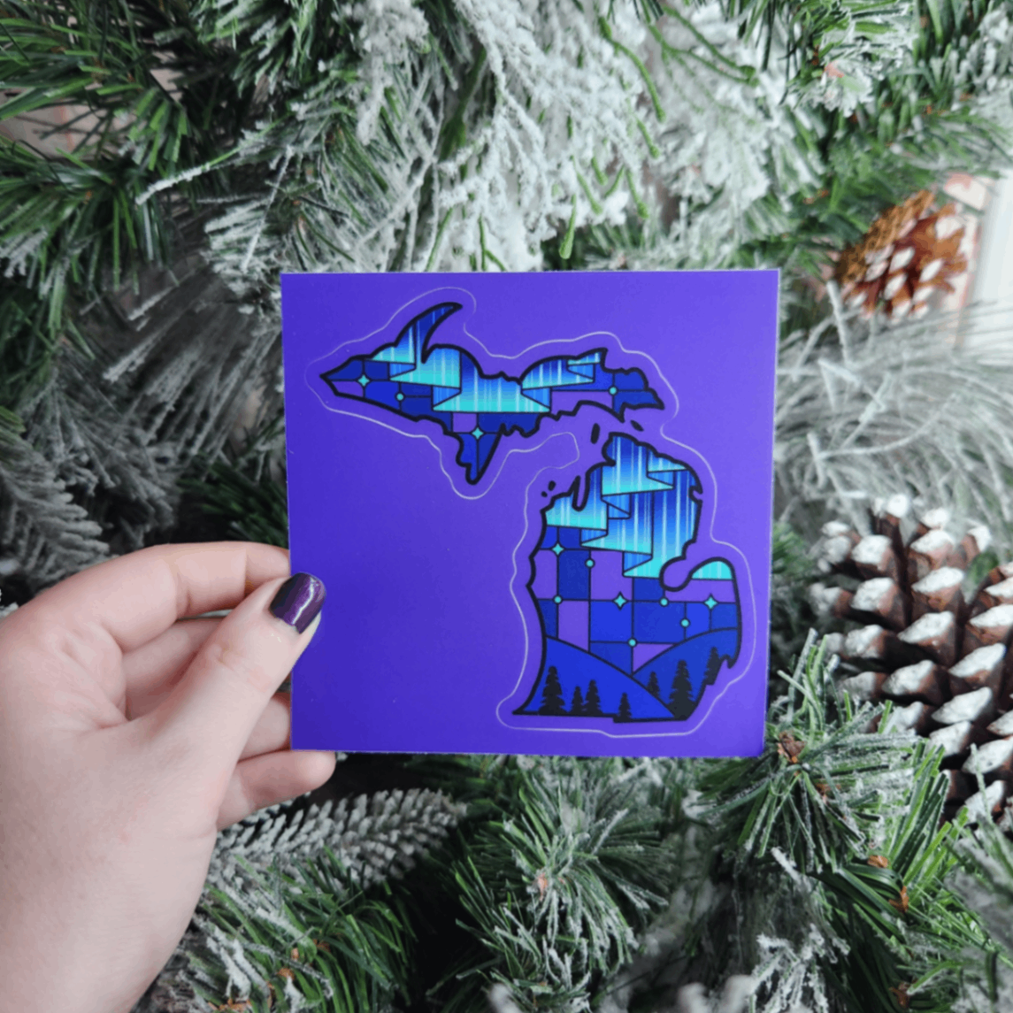 Northern Lights Michigan Vinyl Sticker