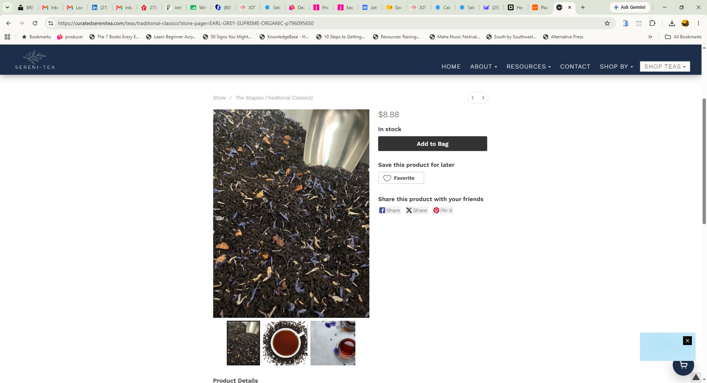 Supreme Earl Grey Sereni-Tea Tea - 1.5 oz