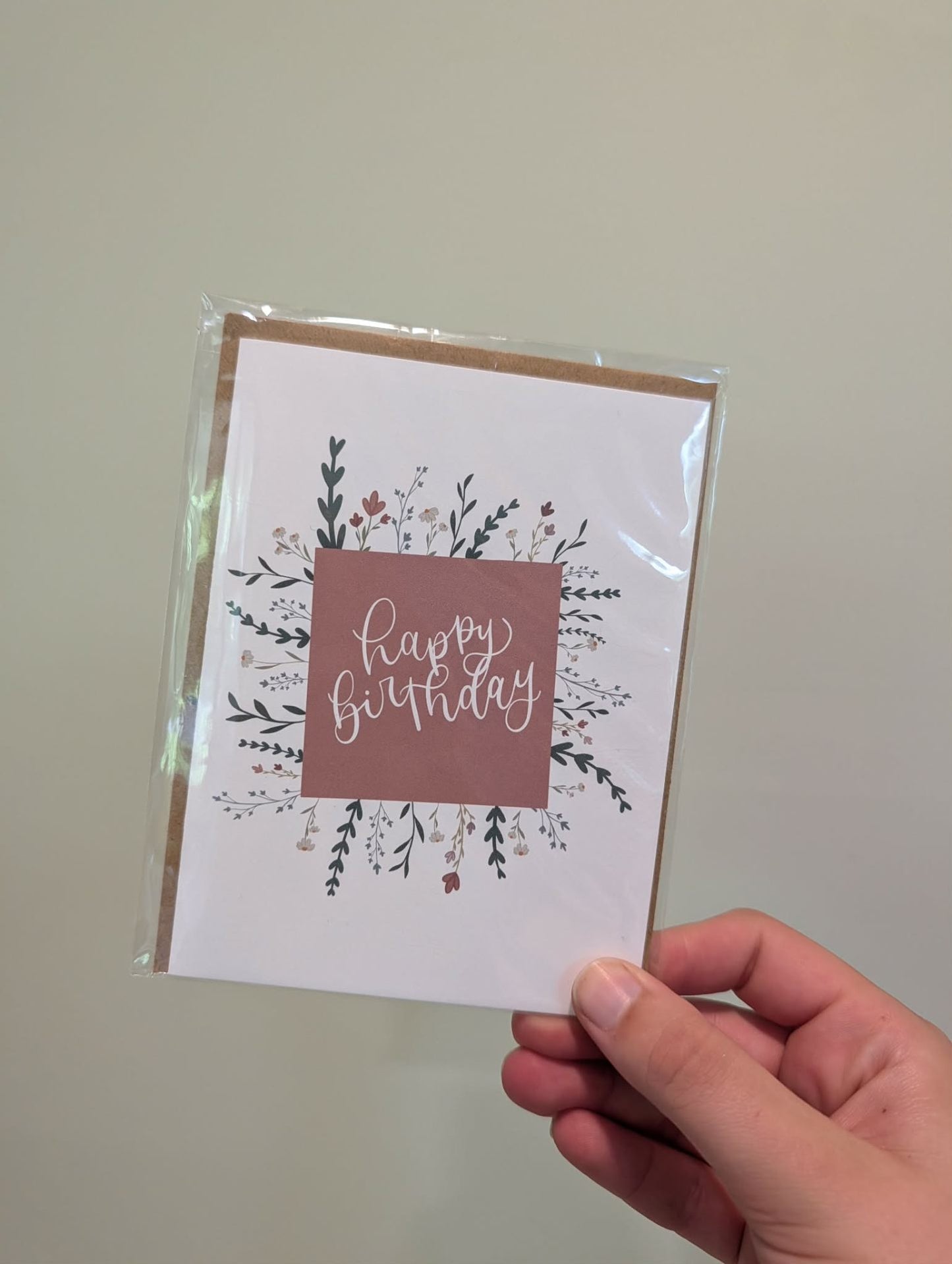 MB Lettered Designs Greeting Card - Pink Happy Birthday - 4.25 x 5.5