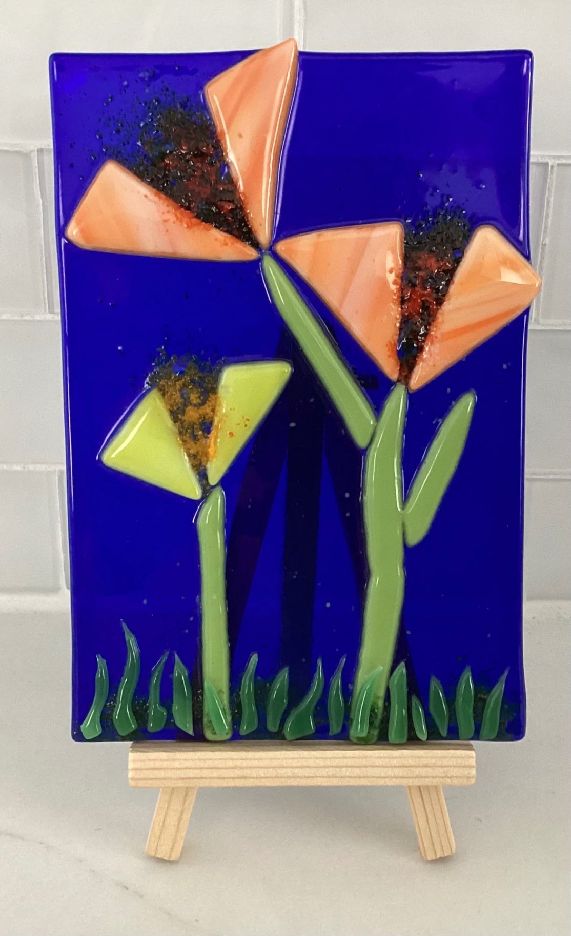 Beths glass creations Picture on easel - Multi-color - Approximately 20x30 cm