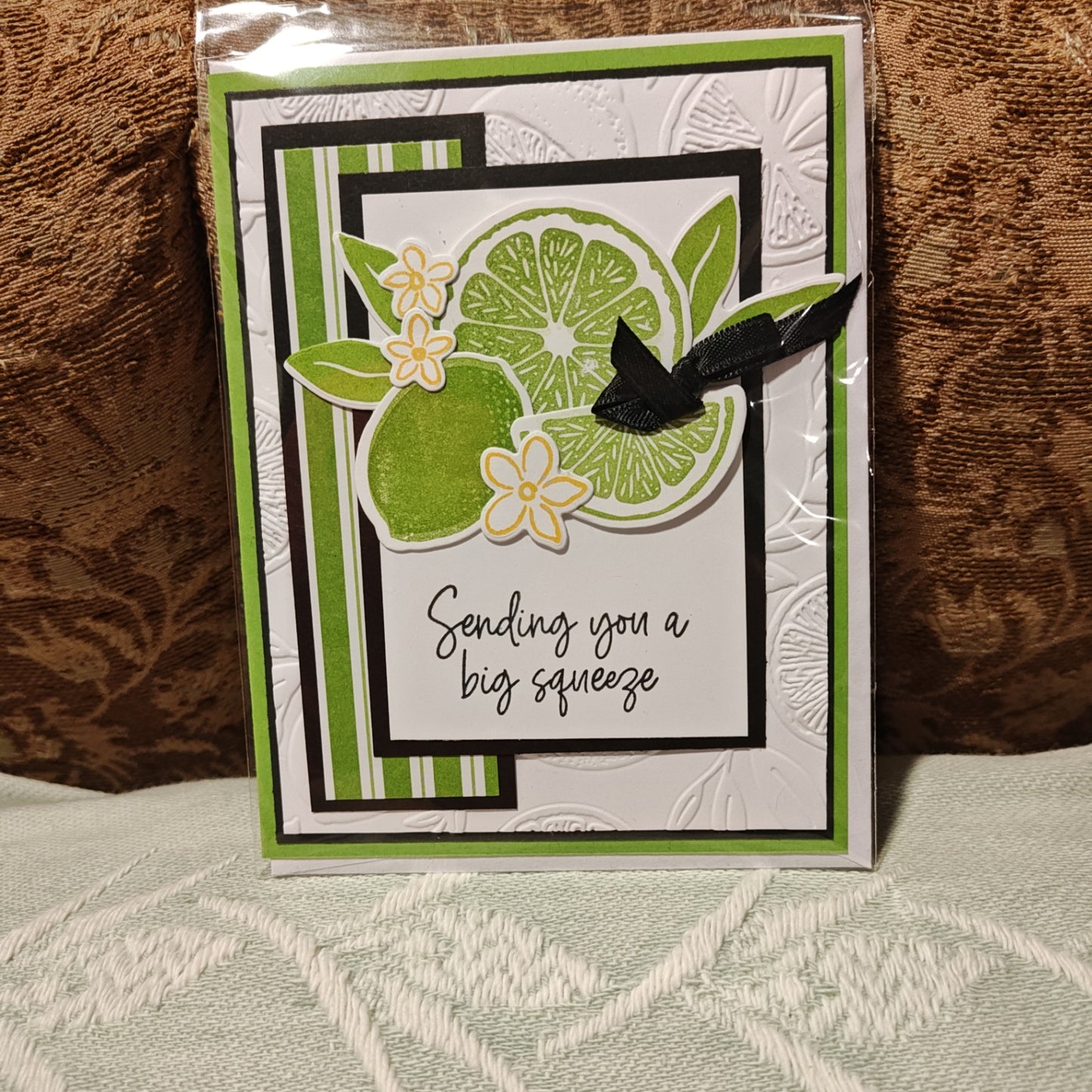 Handmade Greeting Card - Green, White, Black - Standard Card