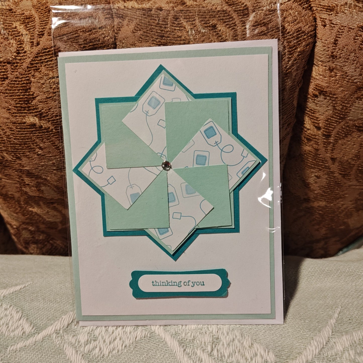 Handmade Greeting Card - White and Green - Standard