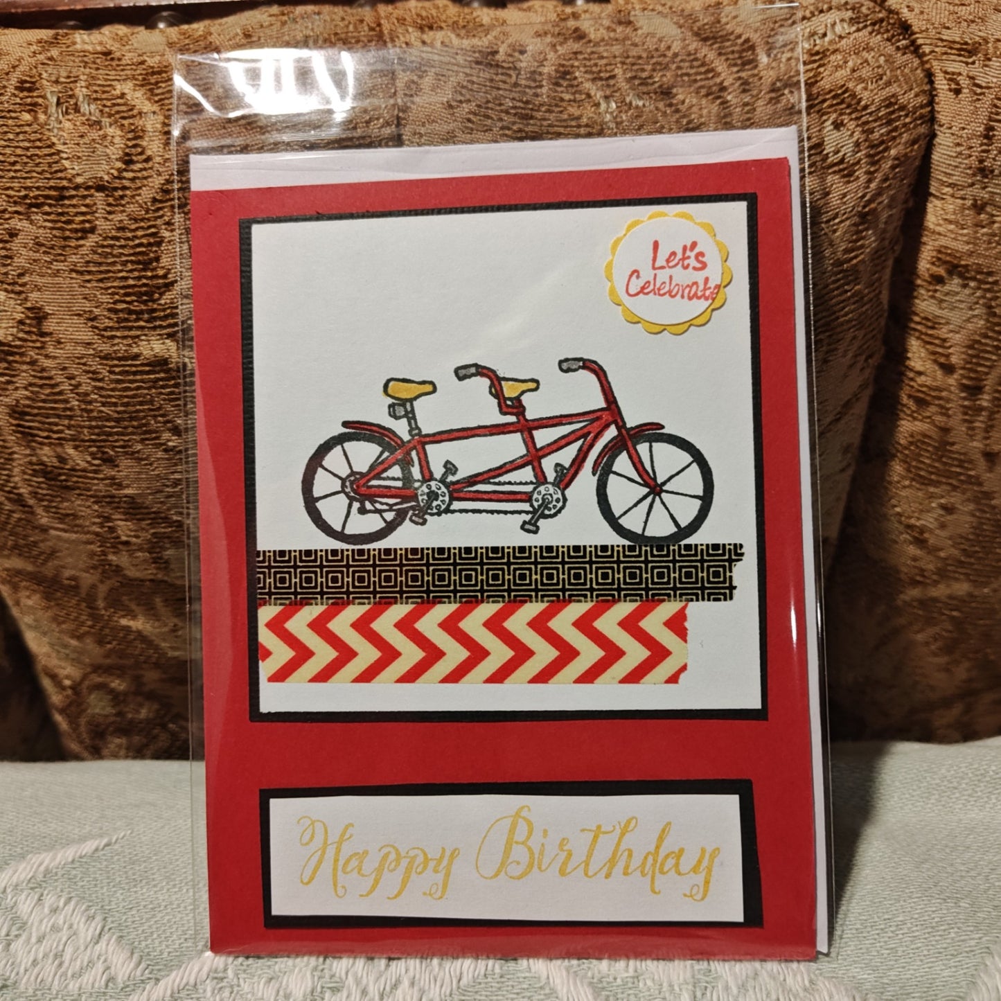 Handmade Greeting Card - Red, Yellow, Black, White - Standard