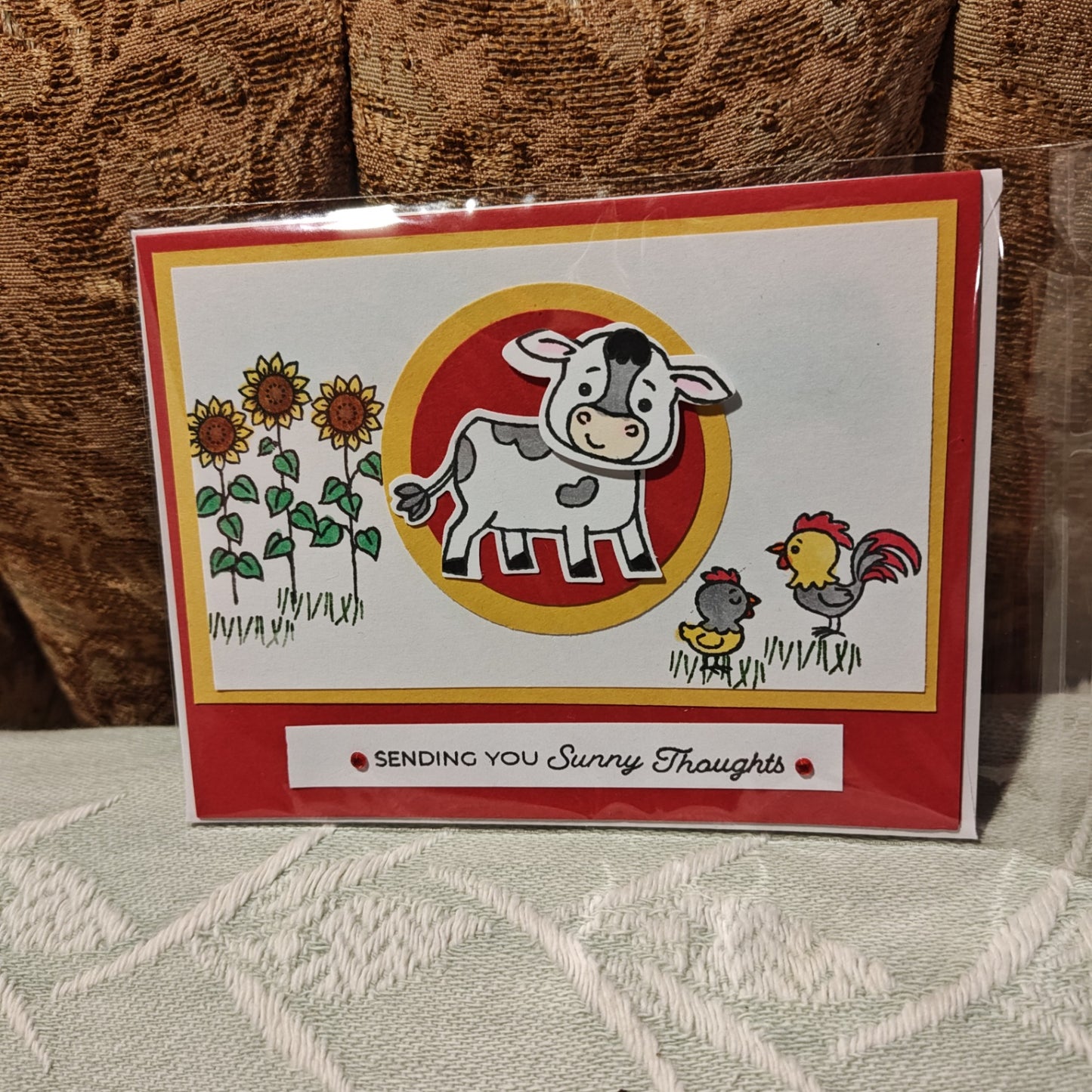 Handmade Greeting Card - Red, Yellow, White, Black, Gray - Unknown
