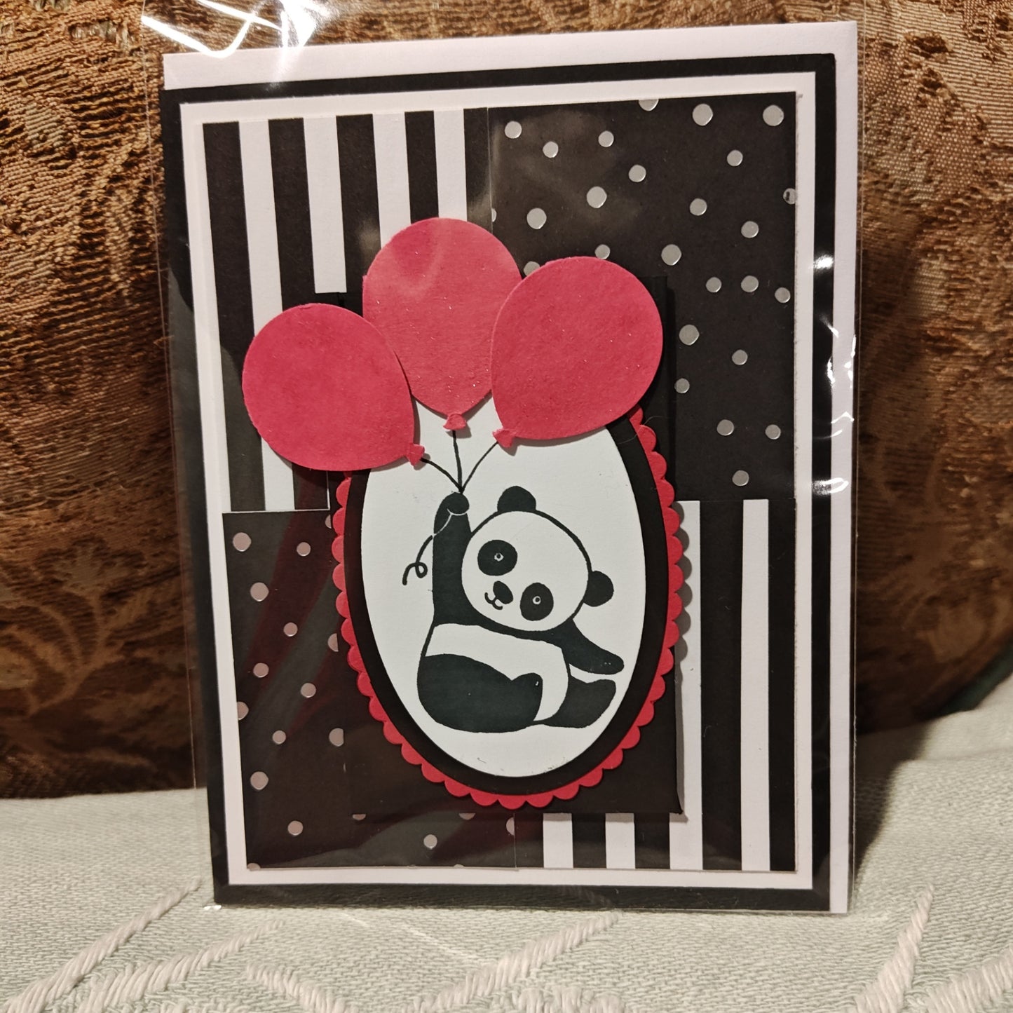 Handmade Greeting Card - Black, White, Red - Standard card size