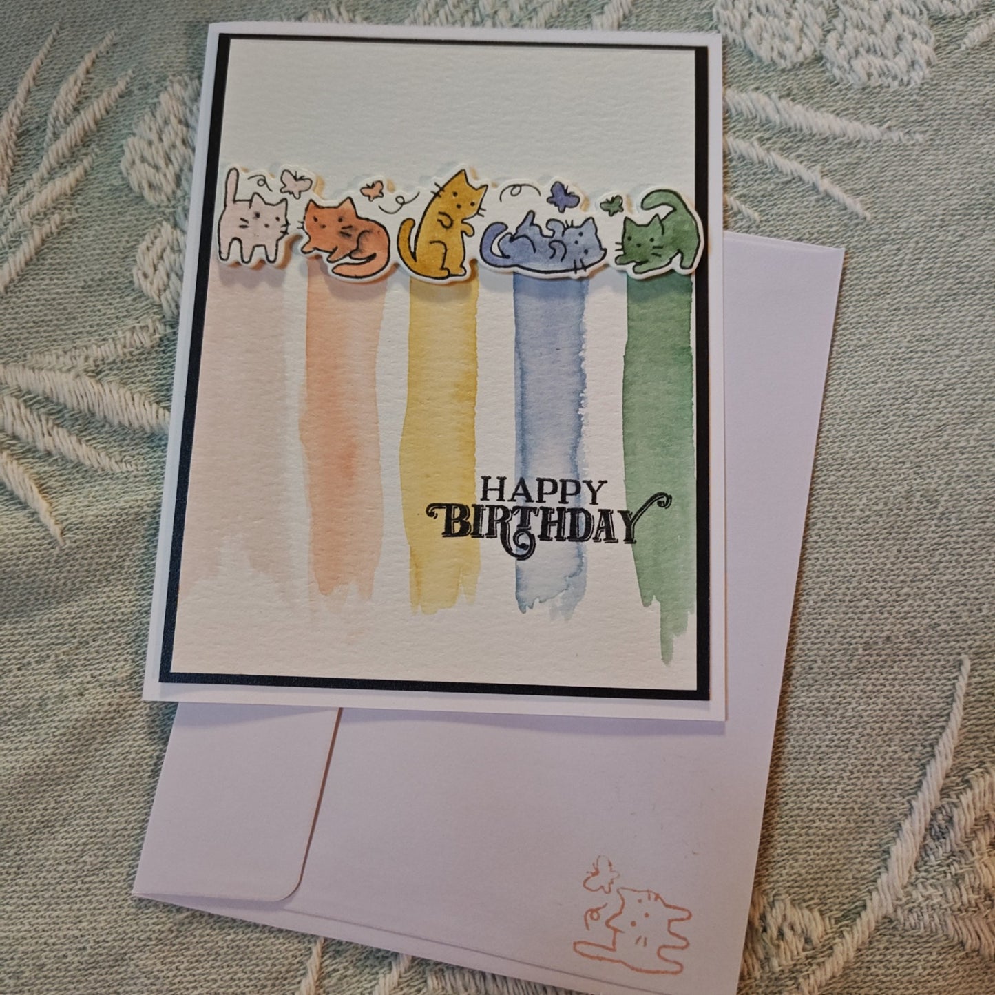 Hand painted Greeting Card - Multi B cats - Standard Card