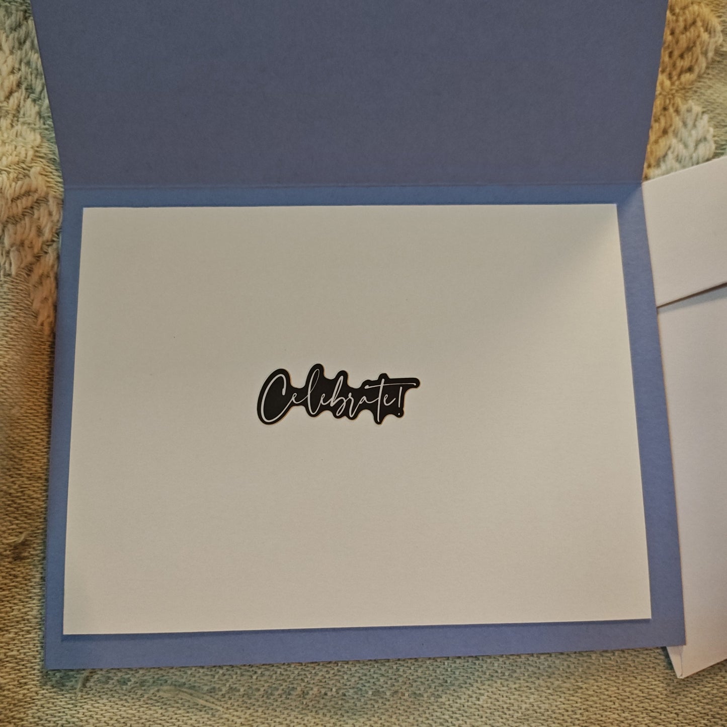 Handmade Greeting Card - Blue with floral accents - Standard