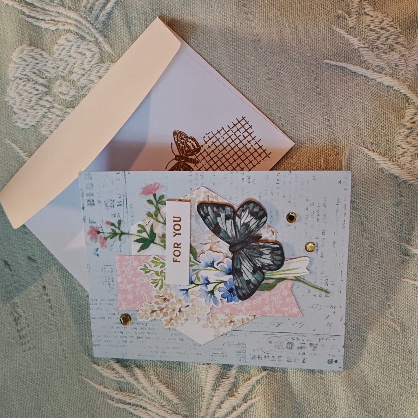 Handmade Greeting Card - Multi colored butterfly - Standard
