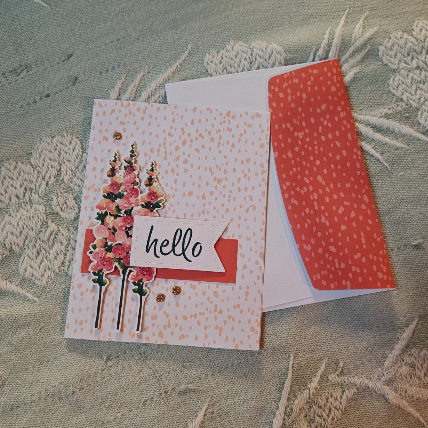 Handmade Greeting Card - Pink/Coral - Standard