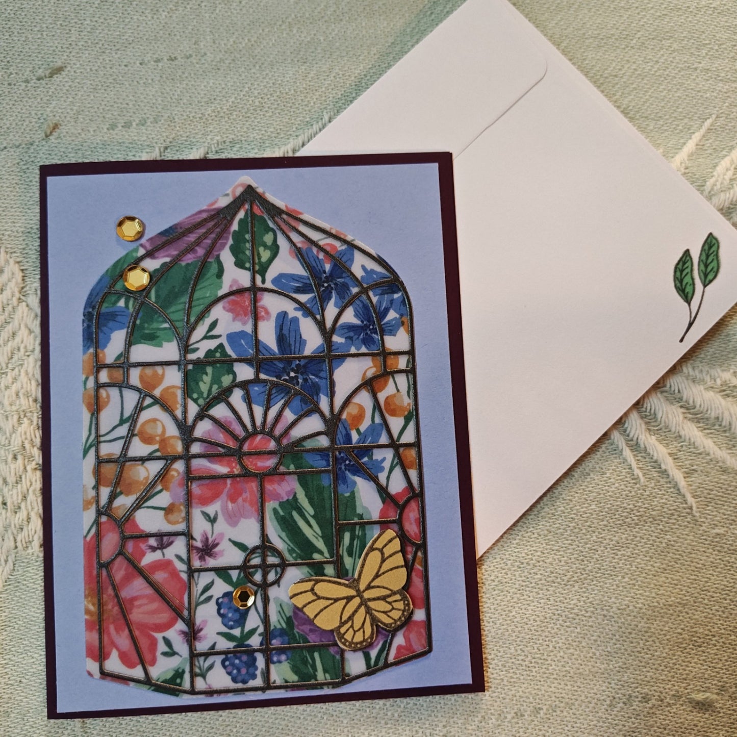 Handmade Greeting Card - Purple, White, Pink, Blue, Green - Standard