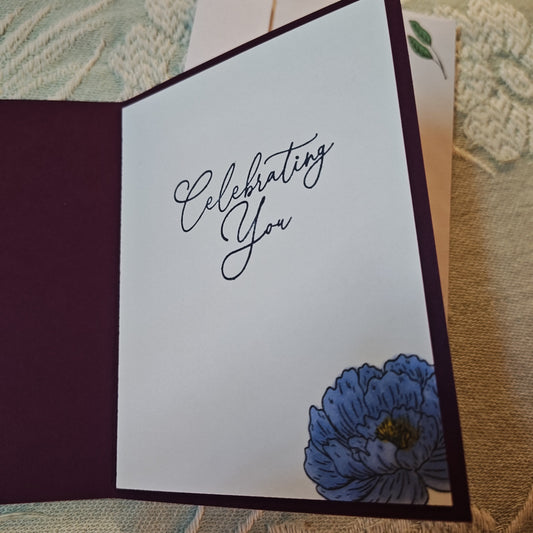 Handmade Greeting Card - Blue, purple - Standard