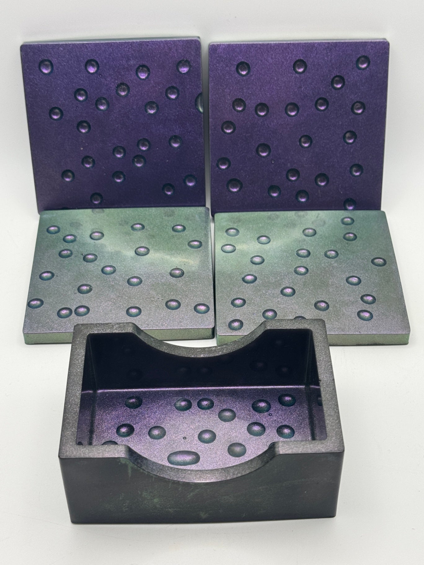Resin Coaster set by Poured - Square - Purple Bubbles