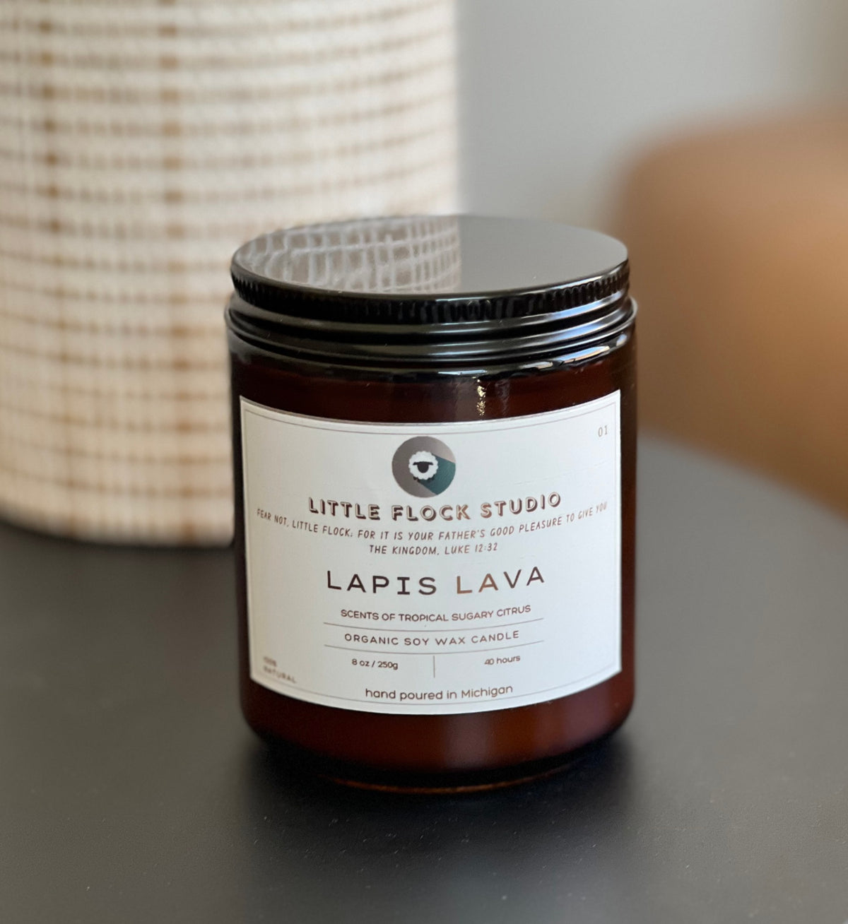Little Flock Studio Soy wax candle - LAPIS LAVA - 8 oz