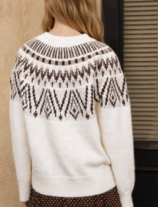 Sweater - blu pepper -Beige and brown - Medium