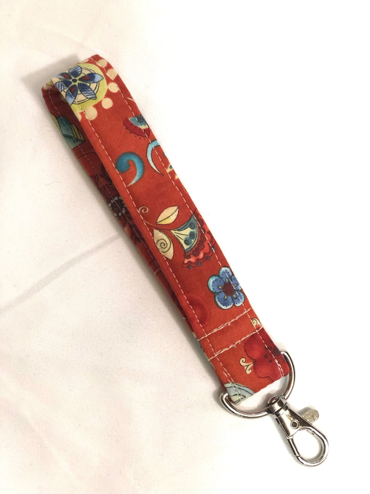Red Floral Key Fob Wristlet
